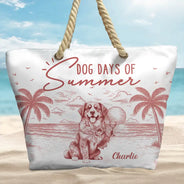 Dog Lovers,Dog Mom,Dog Dad,Pet Lovers,Pet Mom,Pet Dad,Summer,Happy - Dog Days Of Summer - Personalized Beach Bag