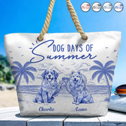 Dog Lovers,Dog Mom,Dog Dad,Pet Lovers,Pet Mom,Pet Dad,Summer,Happy - Dog Days Of Summer - Personalized Beach Bag