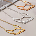 Dog Lovers,Dog Mom,Pet Lovers,Pet Mom,Love - Dog Ears Line Art With Custom Name - Personalized Letter Necklace
