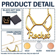 Dog Lovers,Dog Mom,Pet Lovers,Pet Mom,Love - Dog Ears Line Art With Custom Name - Personalized Letter Necklace