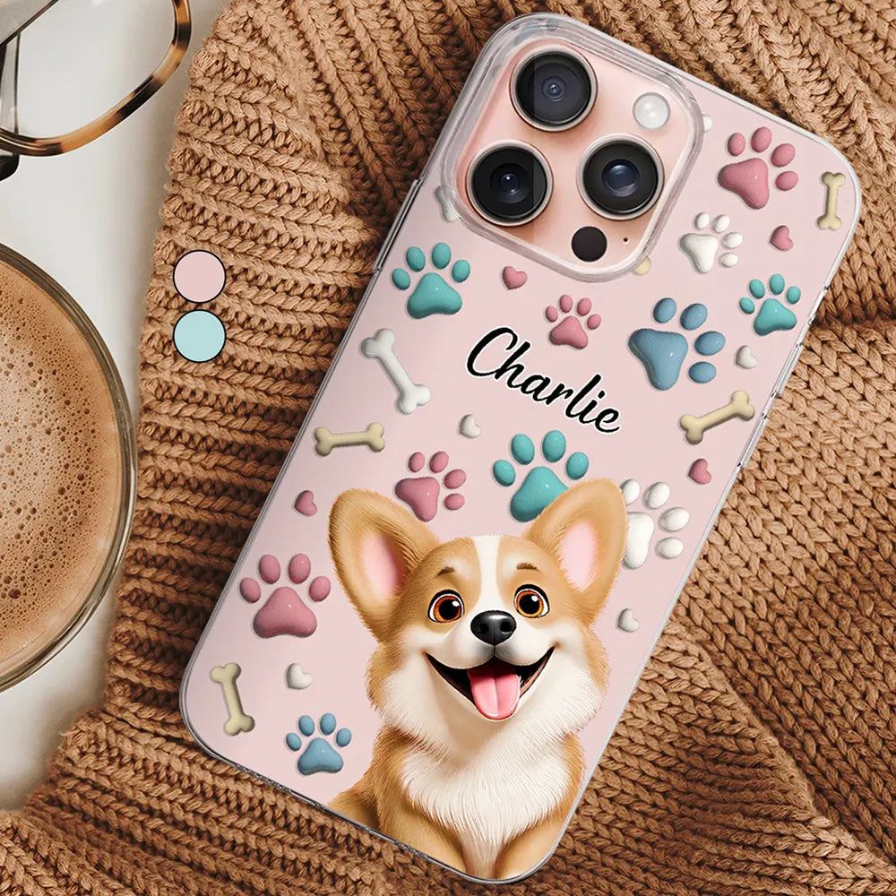 Pet Lovers, Pet Mom, Pet Dad, Dog Lovers, Dog Mom, Dog Dad, Happy - Dog Mom Dog Dad - 3D Inflated Effect Printed, Personalized Clear Phone Case