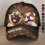 Cat Lovers,Pet Lovers,Happy,Dog Lovers -  Dog Mom Dog Dad Cat Mom Cat Dad - Personalized Mesh-back Casual Cap