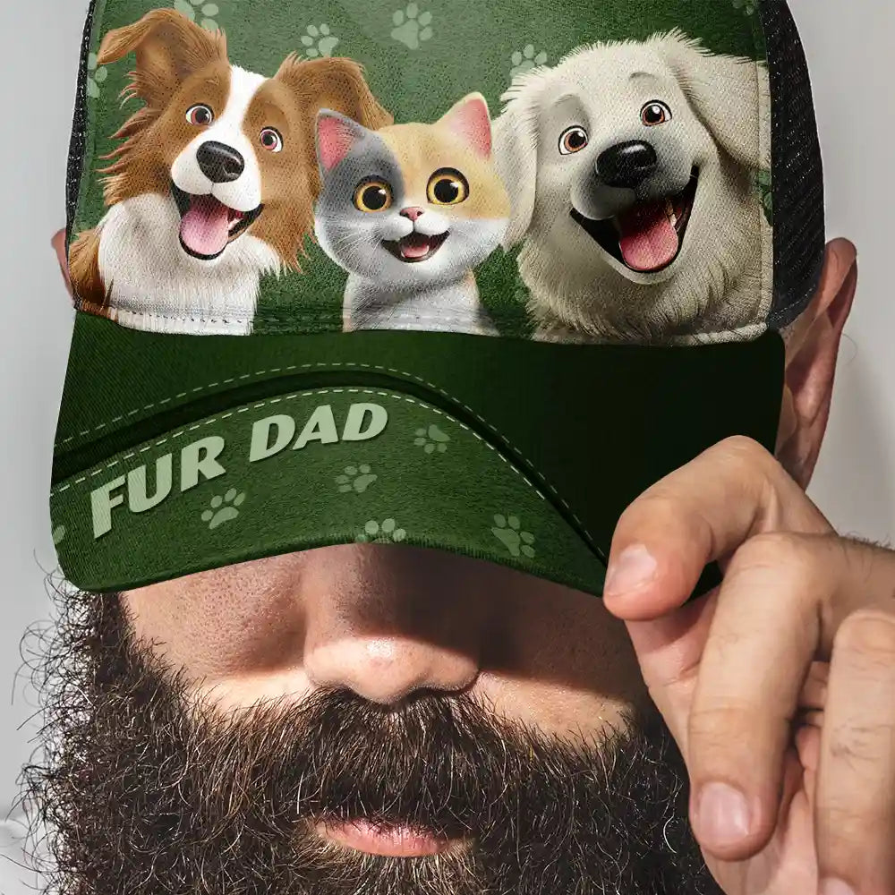 Cat Lovers,Pet Lovers,Happy,Dog Lovers -  Dog Mom Dog Dad Cat Mom Cat Dad - Personalized Mesh-back Casual Cap