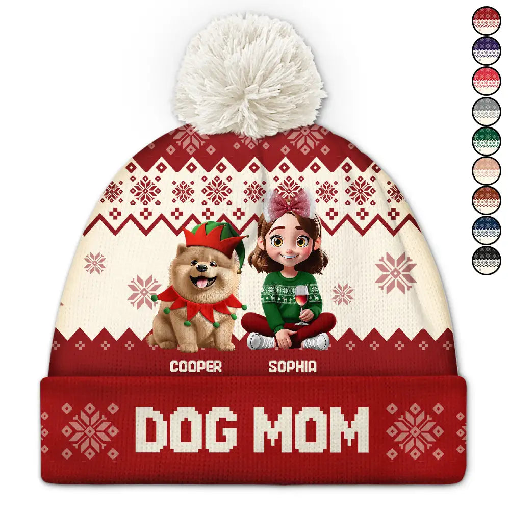 Dog Mom Dog Dad Christmas - Personalized Bobble Beanie Hat