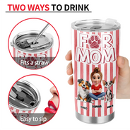 Pet Lovers,Pet Mom,Pet Dad,Dog Lovers,Dog Mom,Dog Dad,Happy - Dog Mom Dog Dad Stripe Style - Personalized Tumbler