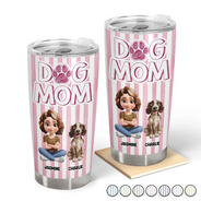 Pet Lovers,Pet Mom,Pet Dad,Dog Lovers,Dog Mom,Dog Dad,Happy - Dog Mom Dog Dad Stripe Style - Personalized Tumbler