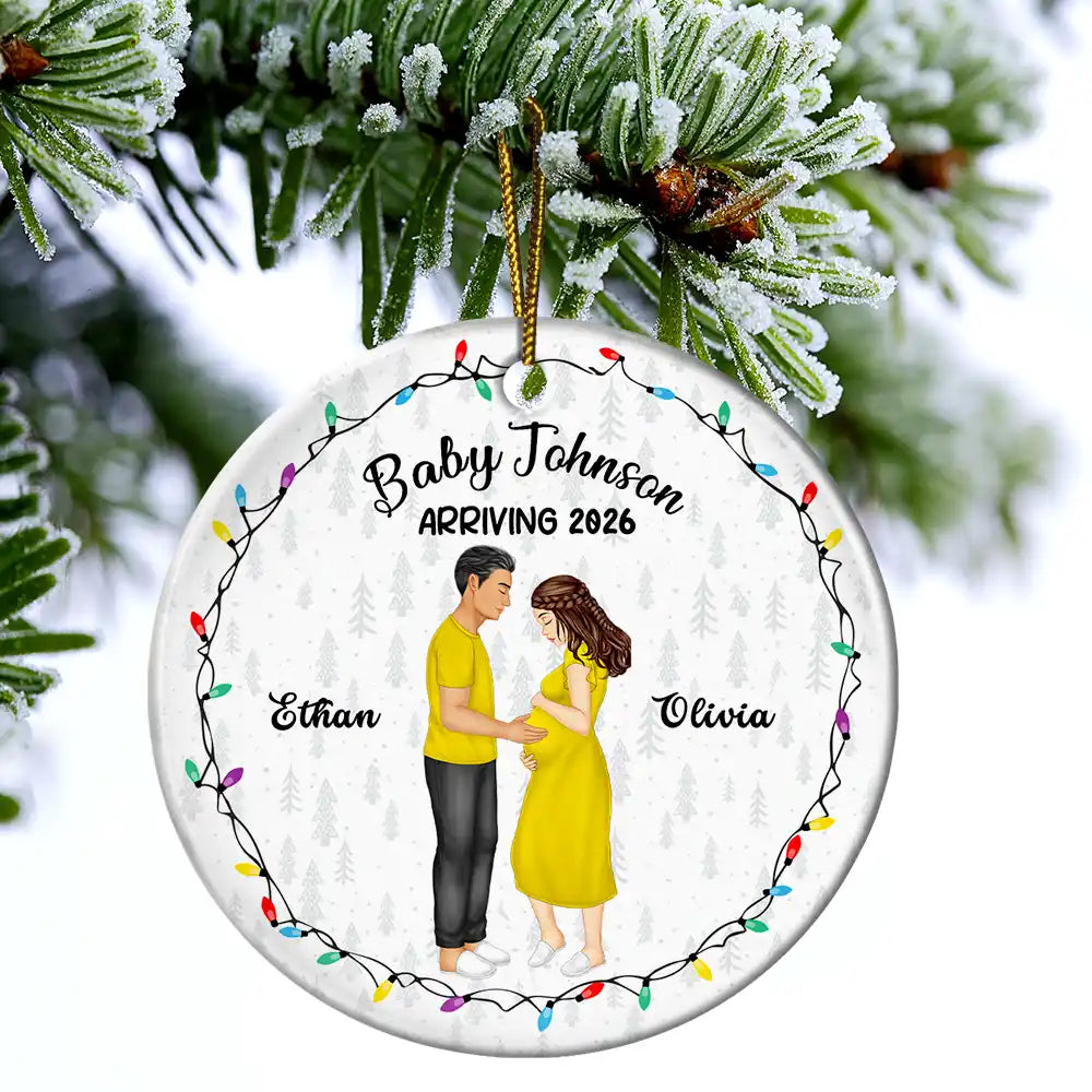 Dog Parents To Human Parents Baby Expecting - Personalized Circle Ceramic Ornament