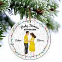 Dog Parents To Human Parents Baby Expecting - Personalized Circle Ceramic Ornament