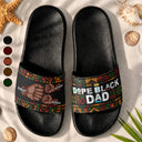 Gift For Father,Afro Dad,Summer,Top Market,Adorable,Icon - Dope Black Dad Grandpa Fist Bumps - Personalized Unisex Slides
