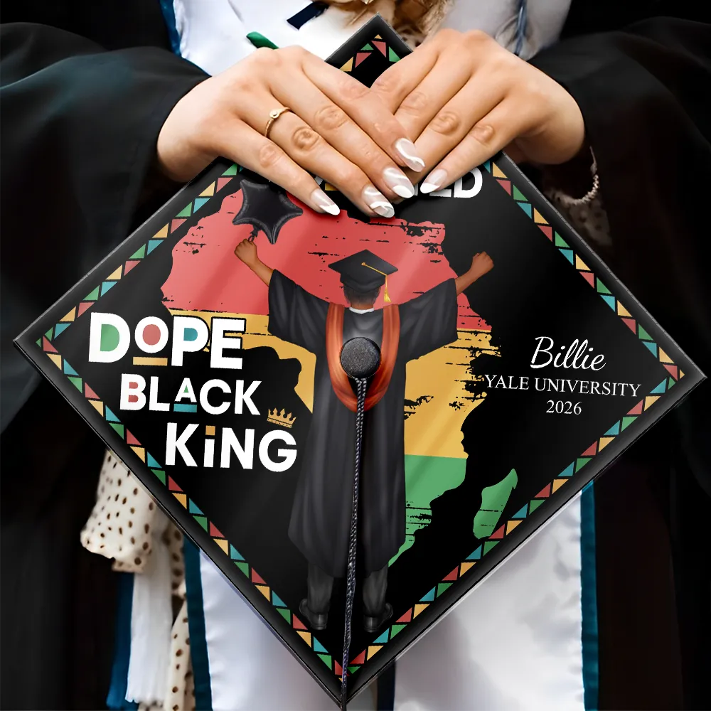 Dope Black King Queen - Personalized Graduation Cap Topper