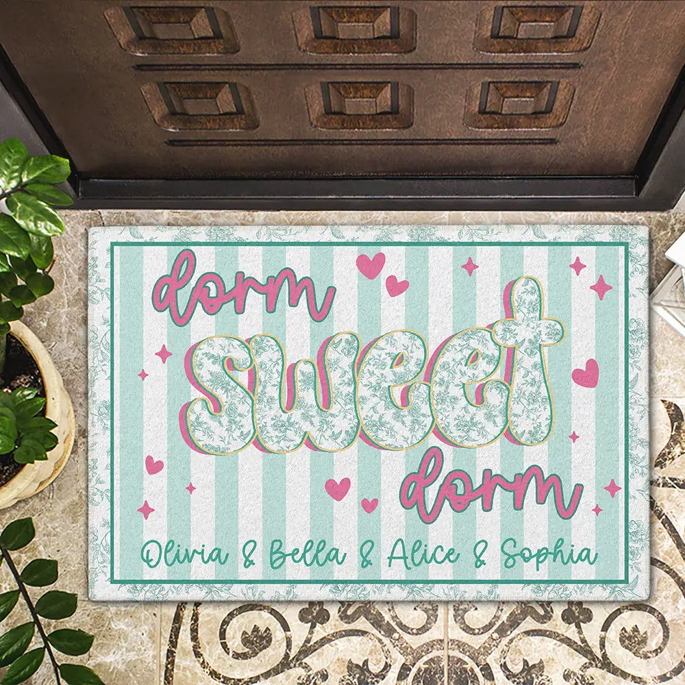 Back To School, Gift For Yourself, Gift For Women, Top Market, Adorable, Custom Text - Dorm Sweet Dorm - Personalized Doormat