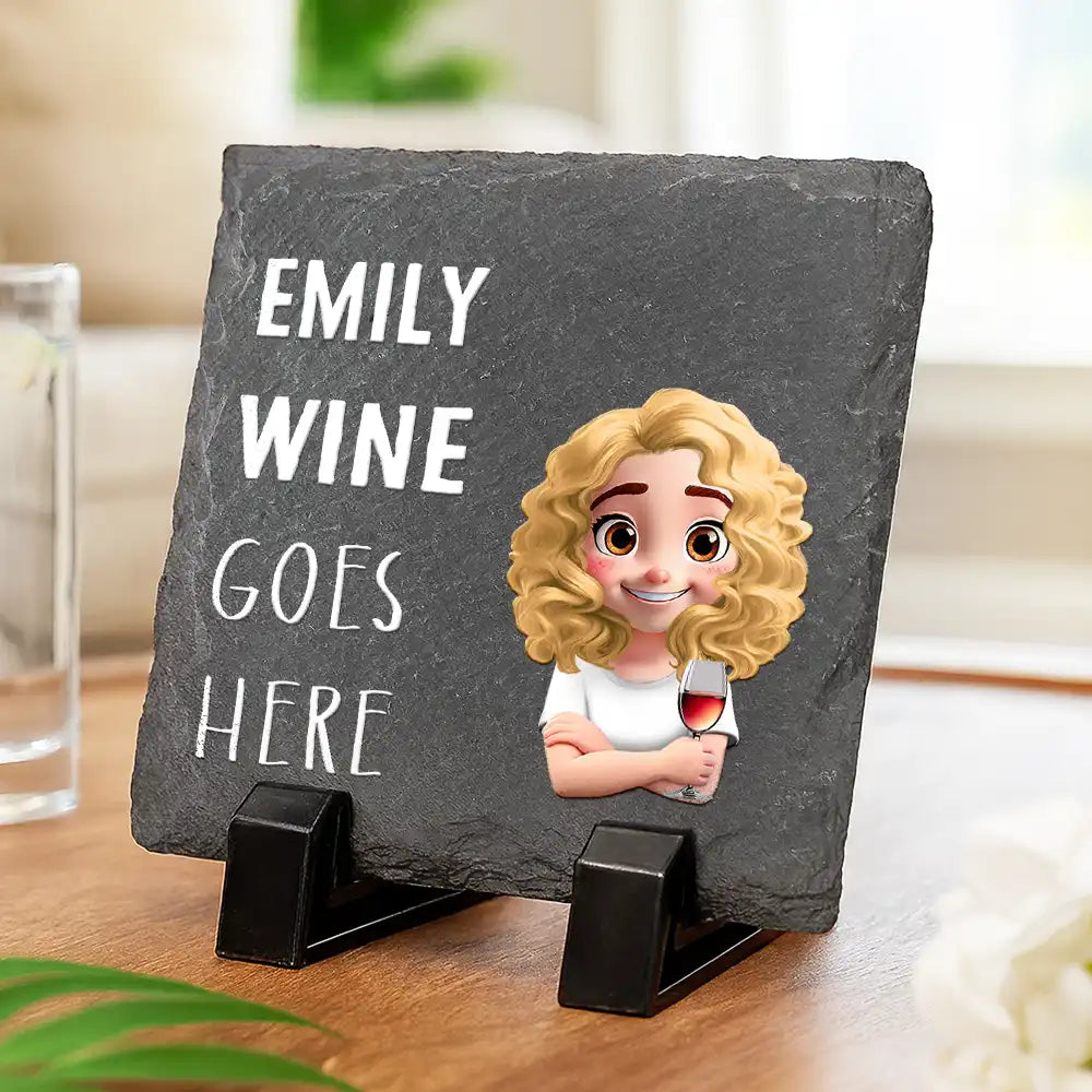 Gift For Couples, Funny - Drink Goes Here 3D Effect Couple - Personalized Slate Coaster