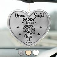 Gift For Father, Gift For Mother, Gift For Grandma, Gift For Grandpa, Happy - Drive Safe Daddy Kid Stick Figures - Personalized Acrylic Car Hanger