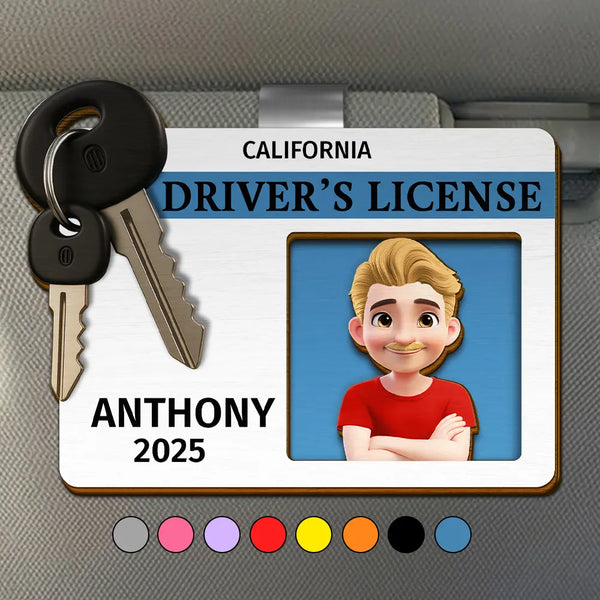 Gift For Yourself,Gift For Women,Gift For Men,Happy - Driver's License 3D Effect - Personalized Custom Shaped Car Visor Clip