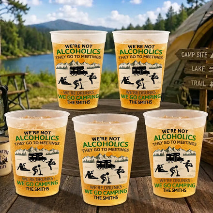 Drunk Stick Figure We Go Camping - Personalized Frosted Cups