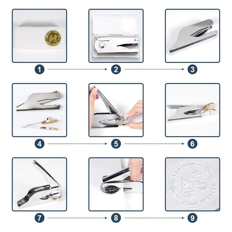 Reading,Gift For Yourself,Happy - From The Library Of Book Dragon - Personalized Embosser Stamp