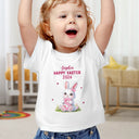 Easter,Happy,Gift For Kids,Parent - Easter Bunny Holding Alphabet Letter - Personalized Baby Onesie
