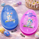Gift For Kids, Grandma - Grandkids, Gift For Grandkids, Dad - Children, Mom - Children, Easter, Happy - Easter Bunny Holding Alphabet Letter - Personalized Fillable Egg