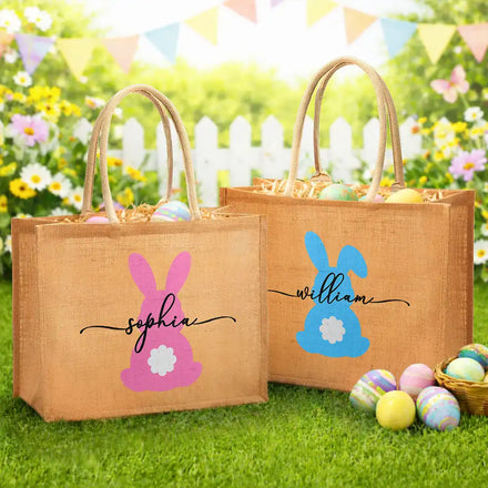 Easter Egg Hunt - Personalized Jute Beach Bag