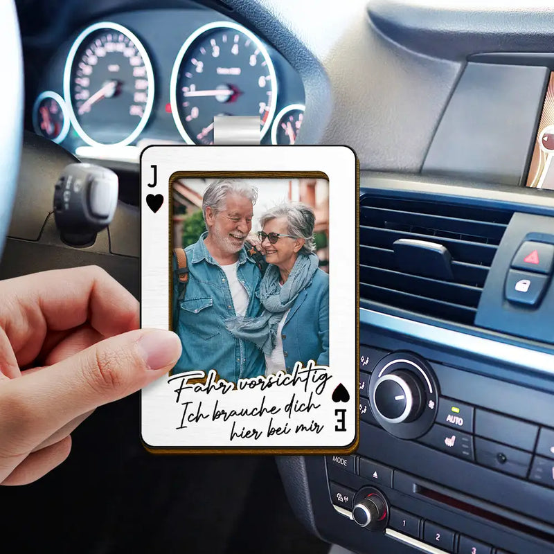 Gift For Couples,Gift For Husband,Gift For Wife,Gift For Boyfriend,Gift For Girlfriend,LGBT,Love,French - Eigenes Foto Spielkarte Fahr Vorsichtig - Personalisierter Individuell Geformter Auto-Sonnenblende-Clip