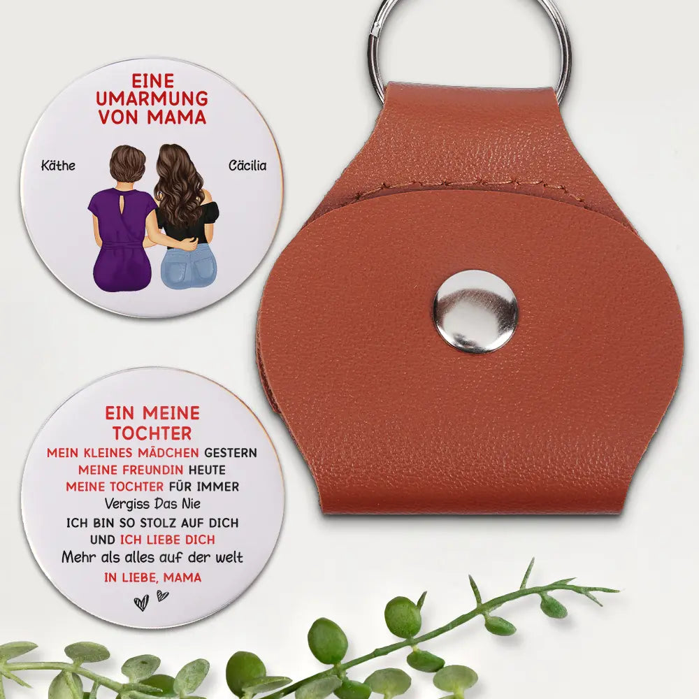 Eine Umarmung Von Mama - Personalisierter Pocket Hug Leder Schlüsselanhänger