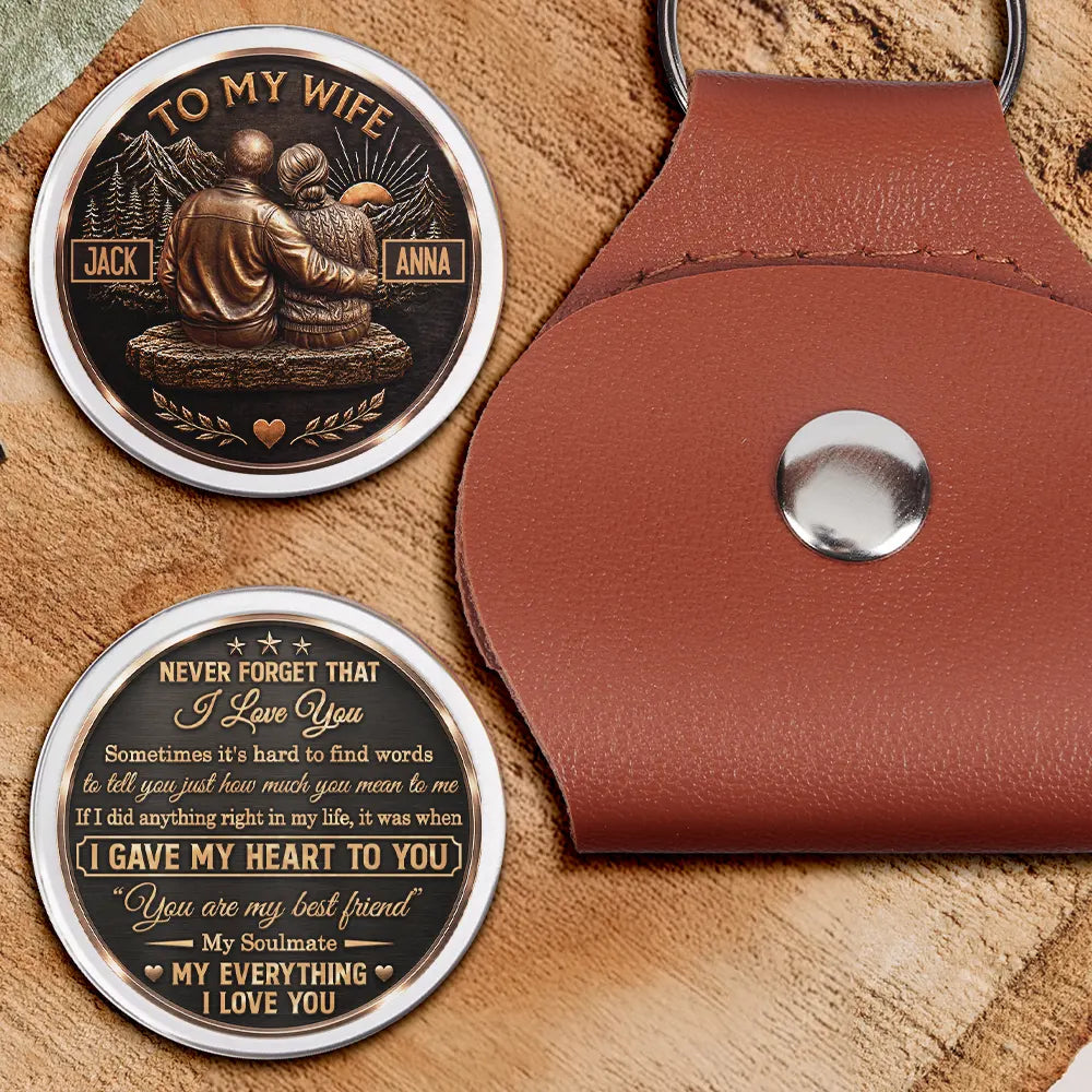 Elderly Couples My Wife My Husband My Soulmate My Everything - Personalized Leather Pocket Hug