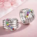 Gift For Women,Gift For Yourself,Gift For Mother,Love,Happy,Gift For Bestie - Elegant Custom Name Gemstones For Besties - Personalized Birthstone Heart Ring