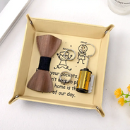 Gift For Father,Dad - Children,Funny,Icon - Empty Your Pockets Daddy Stick Figure - Personalized Leather Valet Tray