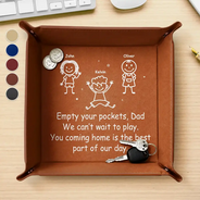 Gift For Father,Dad - Children,Funny,Icon - Empty Your Pockets Daddy Stick Figure - Personalized Leather Valet Tray