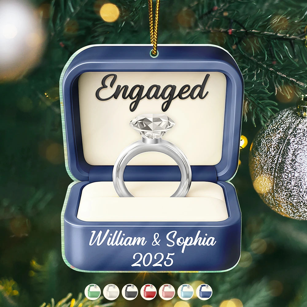 Christmas,Gift For Couples,Engaged,Wedding,Love,Wedding Anniversary - Engaged Married Couple Ring Box - Personalized Custom Shaped Acrylic Ornament
