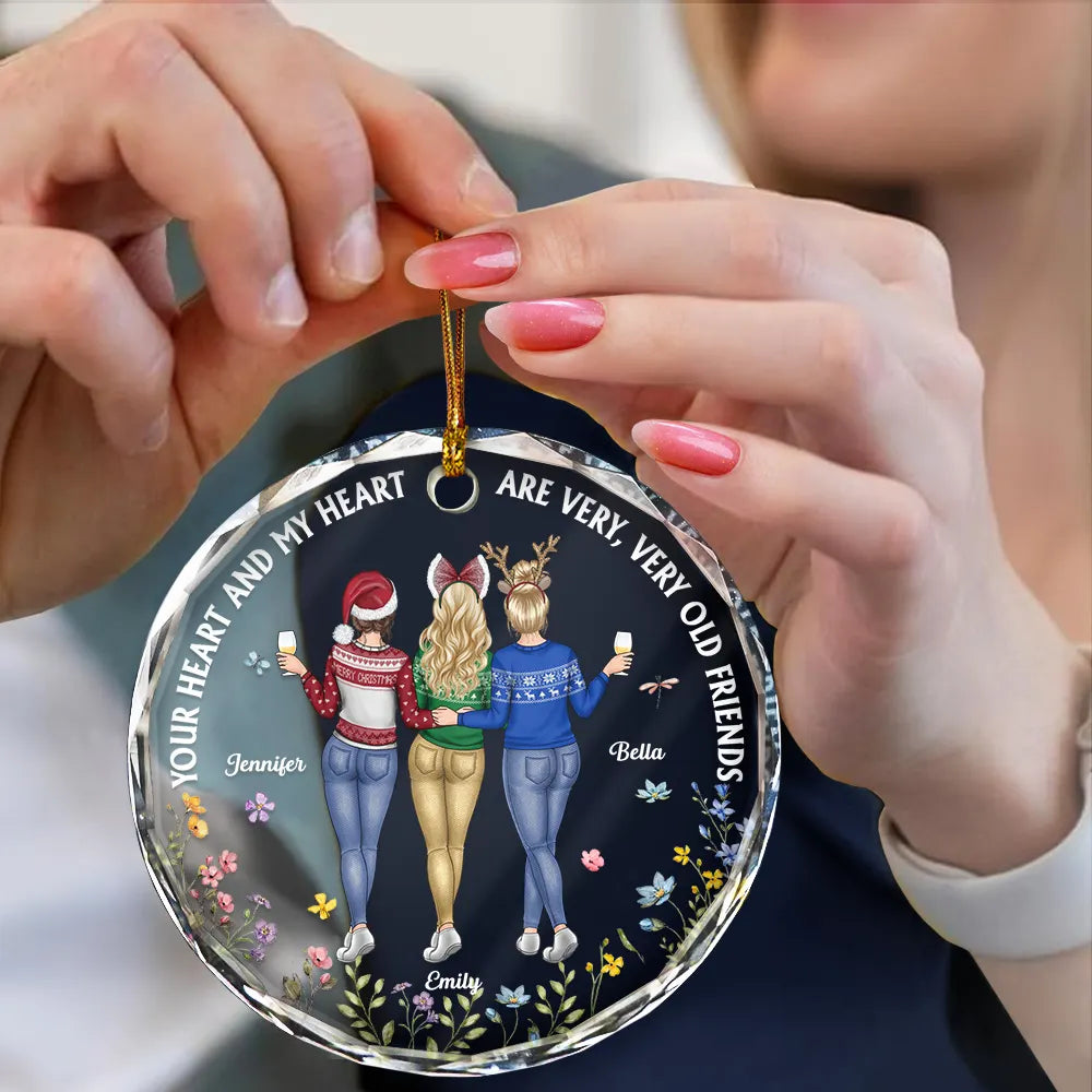 Christmas,Gift For Bestie,Funny - Entertained By Us As Us Friends - Personalized Circle Glass Ornament