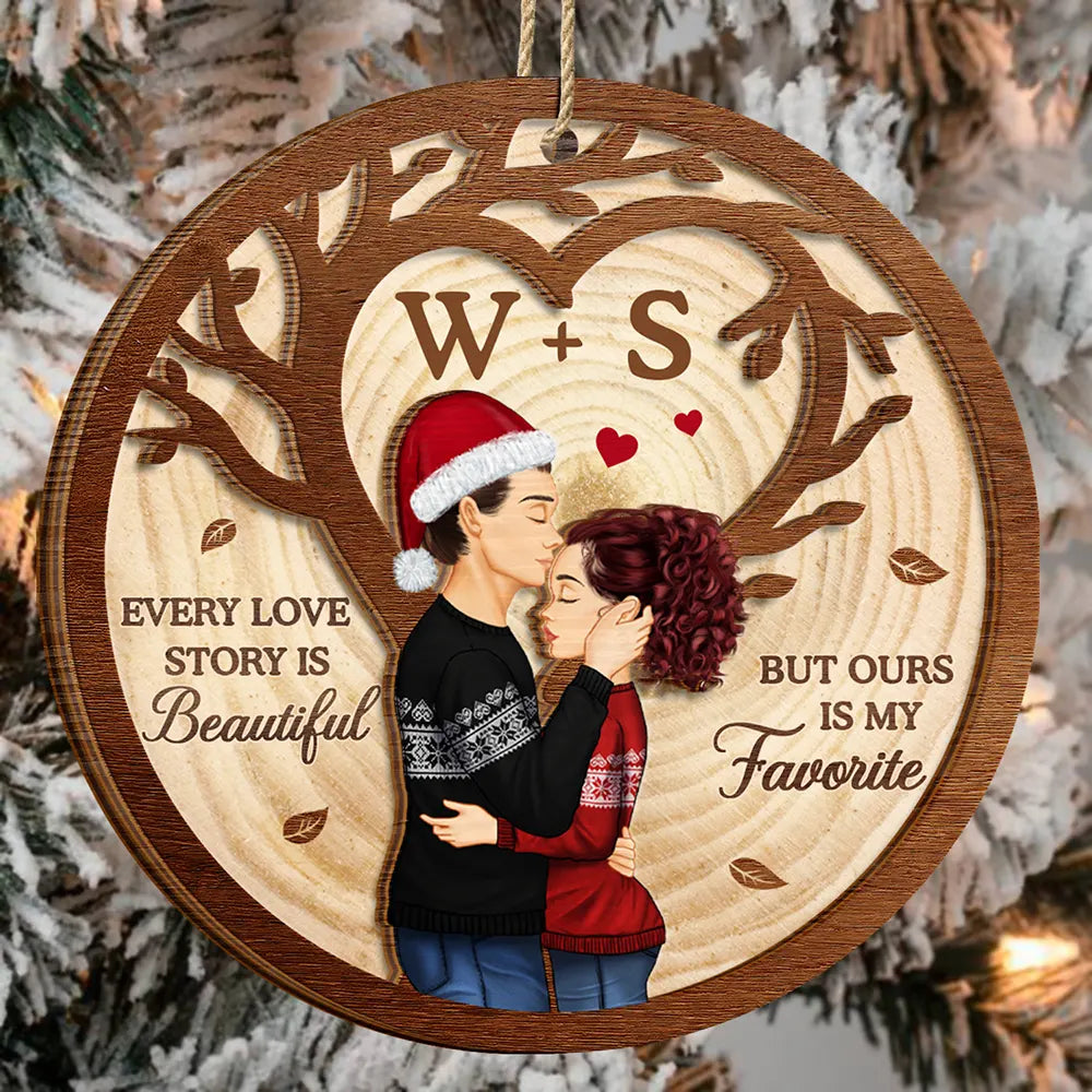 Every Love Story Is Beautiful But Ours Is My Favorite - Personalized 2-Layered Wooden Ornament
