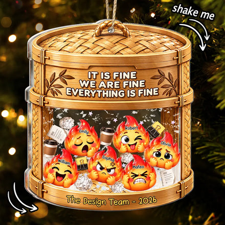 Everything Is Fine Squishy Dumpster Fire - Personalized 3-Layered Acrylic Shaker Ornament