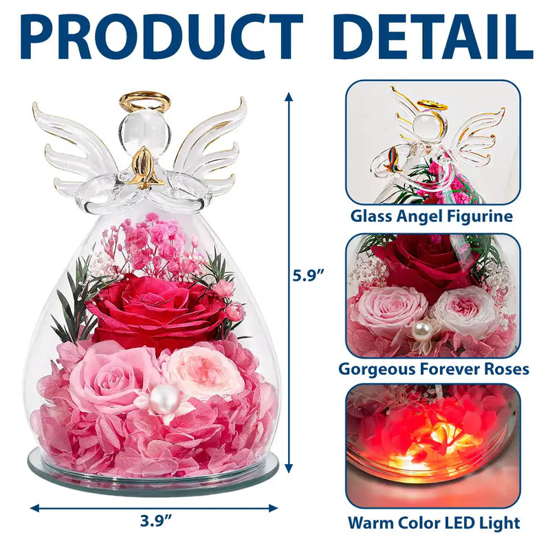 Icon,Top Market,Gift For Mother,Gift For Grandma,Top Market,Happy - Mom Grandma Flower We Love You - Personalized Flower In Glass Angel Figurine