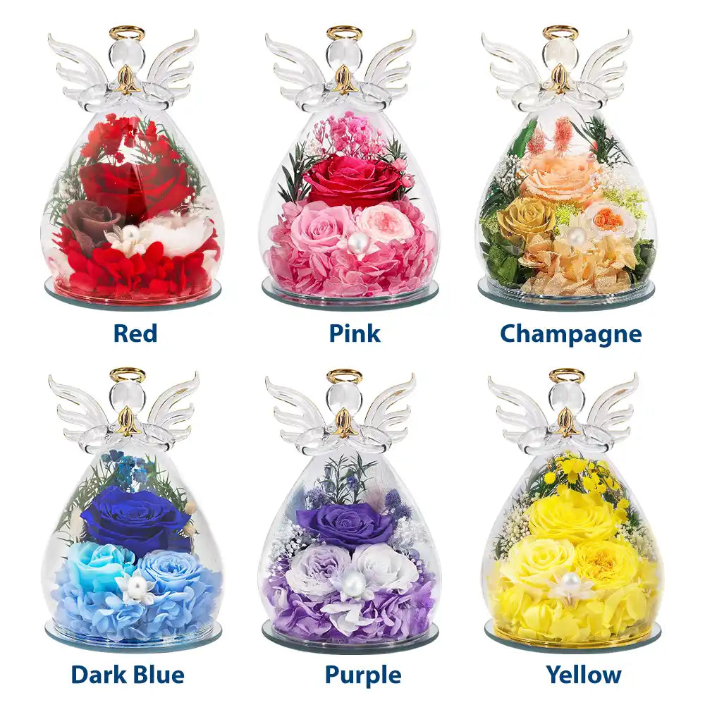 Icon,Top Market,Gift For Mother,Gift For Grandma,Top Market,Happy - Mom Grandma Flower We Love You - Personalized Flower In Glass Angel Figurine