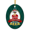 Most Wonderful Time Beer - Christmas Gifts - Personalized Custom Oval Ceramic Ornament