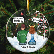 Christmas Memorial Couple Still Talk About You - Personalized Custom Circle Acrylic Ornament