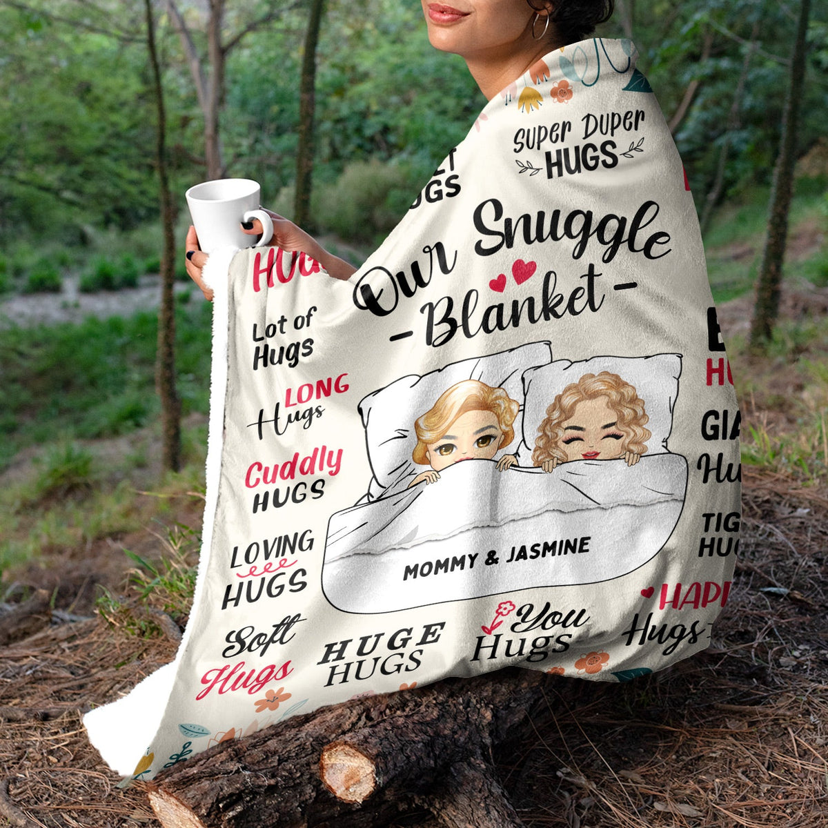 Mother Hug Blanket - Gift For Mother - Personalized Fleece Blanket, Sherpa Blanket
