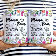 Floral Mama Bear - Gift For Mother - 3D Inflated Effect Printed Mug, Personalized White Edge-to-Edge Mug