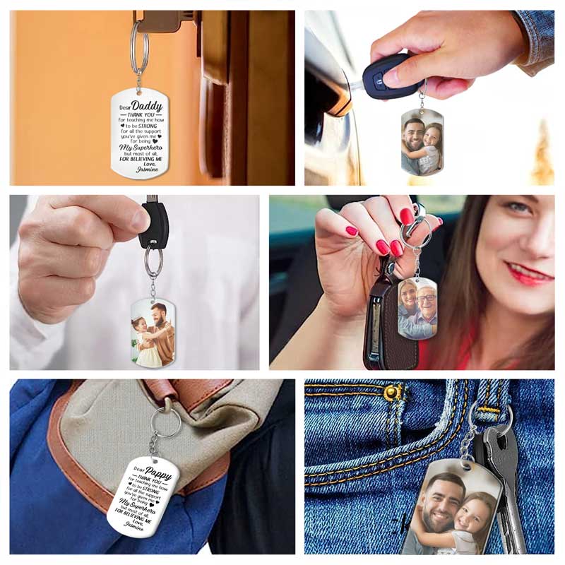Custom Photo Thank You For Teaching Me How To Be Strong - Personalized Aluminum Keychain
