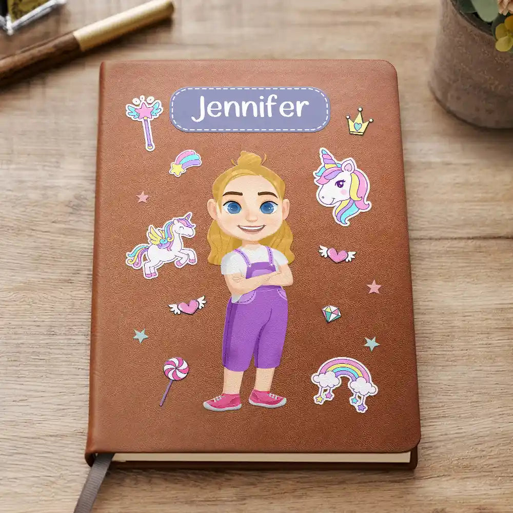 Car Mermaid Unicorn Dinosaur Astronaut Kids - Personalized Leather Journal