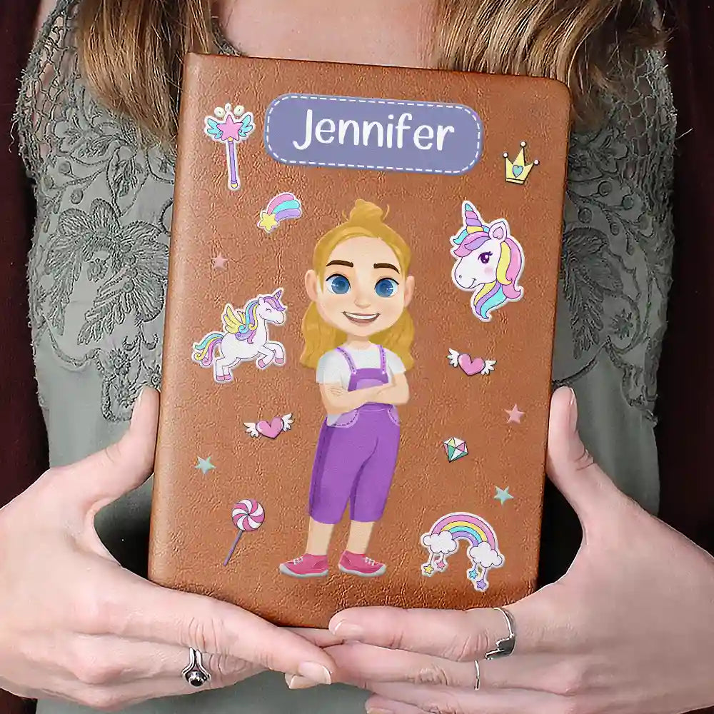 Car Mermaid Unicorn Dinosaur Astronaut Kids - Personalized Leather Journal