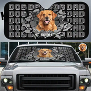 Custom Photo Dog Dad Dog Mom 3D Cracked - Personalized Auto Sunshade