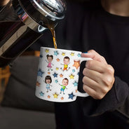 Custom Photo Best Dad Grandpa Ever - 3D Inflated Effect Printed Mug, Personalized White Edge-to-Edge Mug