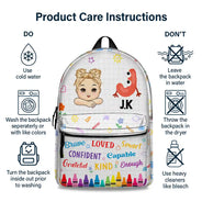 I'm Kind Loved Confident Alphabet - Personalized Canvas Backpack