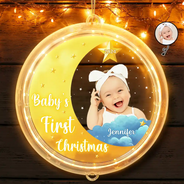 New baby, New Dad, New Mom - Custom Photo New Baby's First Christmas - Personalized LED Pendant Light