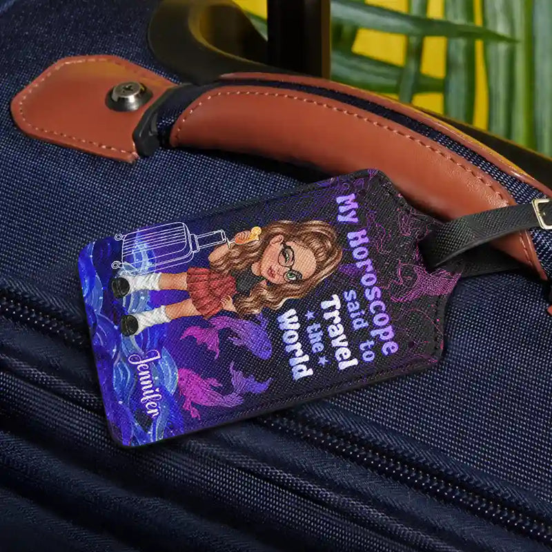 Y2K Zodiac Travel The World - Personalized Luggage Tag