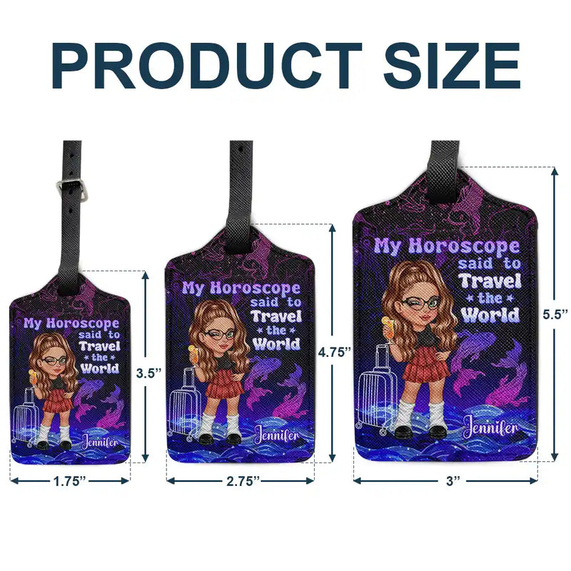 Y2K Zodiac Travel The World - Personalized Luggage Tag