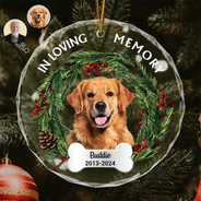 Custom Photo In Loving Memory - Personalized Circle Glass Ornament