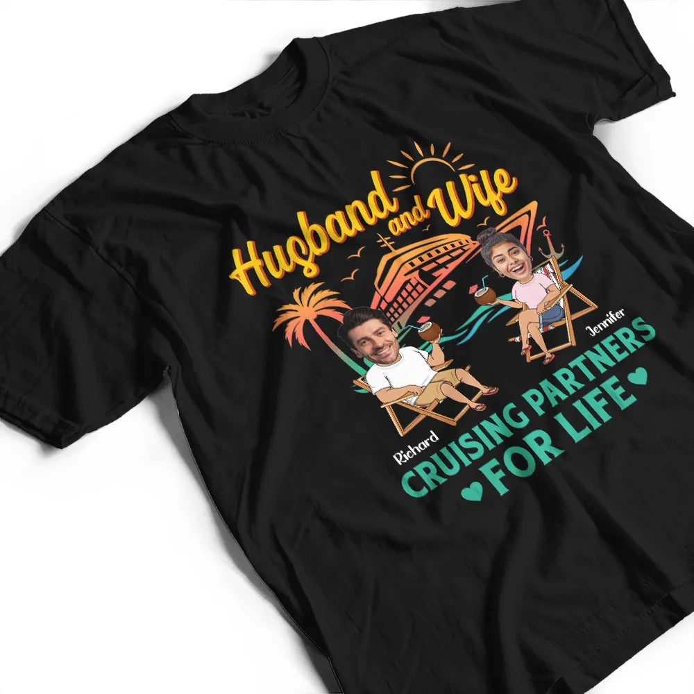 Custom Photo Couple Cruising Partners For Life - Personalized T Shirt